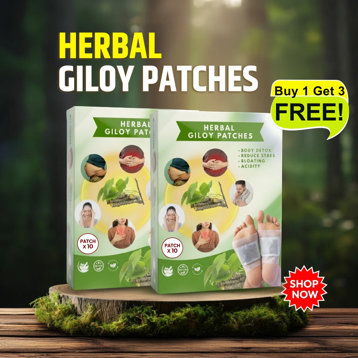 Herbal Giloy Detox Foot Patches | Body Detox Support, Stress Relief(1 BOX = 20 PATCHES-Buy 1 Get 3Free🔥🔥)